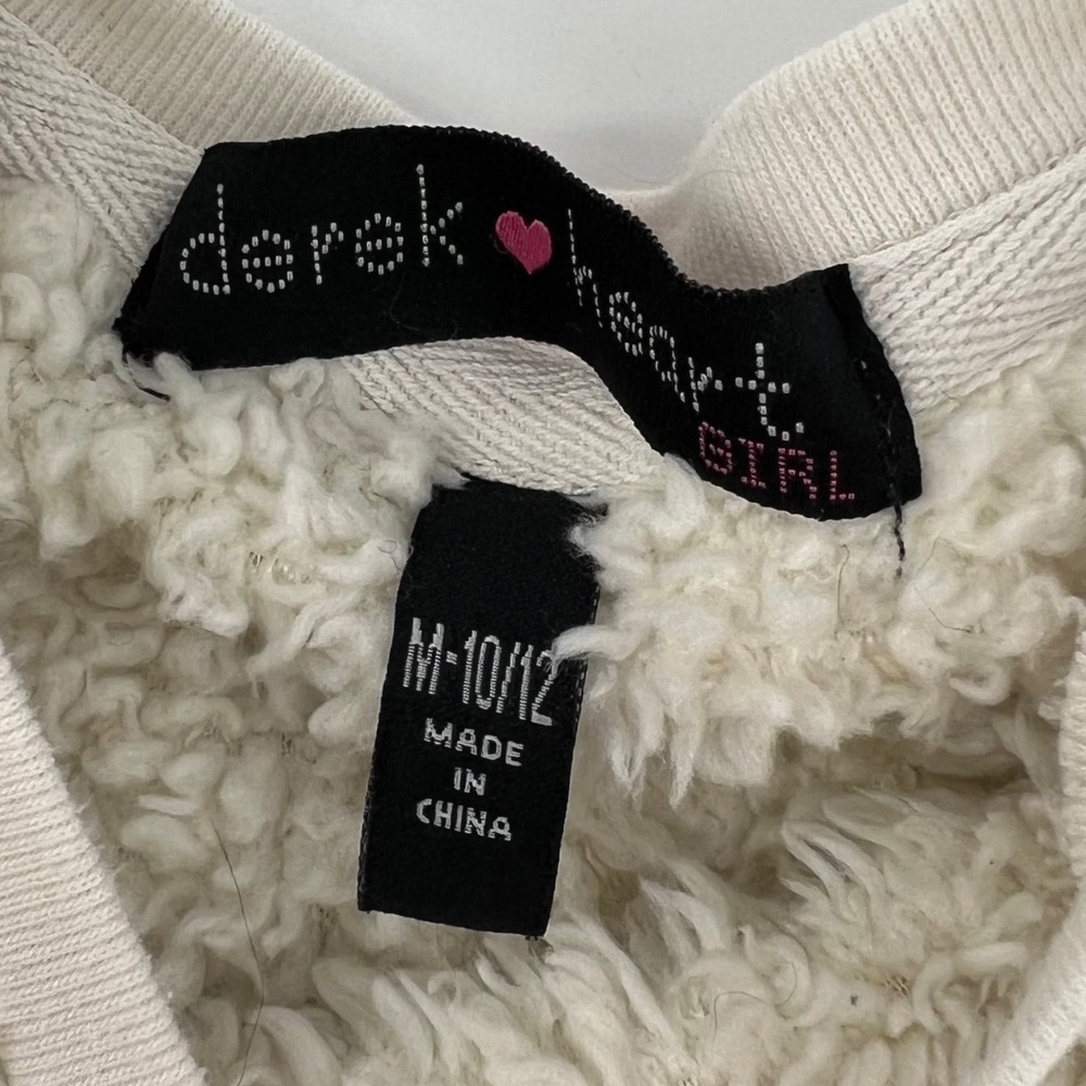 Derek Heart Girls M 10/12 Polar Bear Sherpa Fleece Pullover 3D Ears Ivory Taupe - Picture 8 of 9